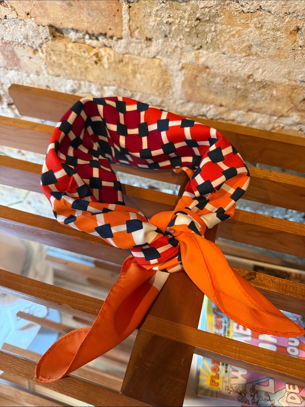 Vintage Geometric printed scarf orange